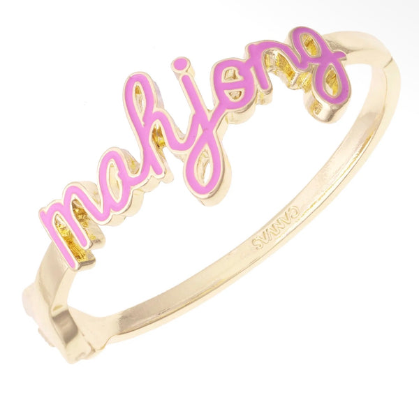 Mahjong Enamel Hinged Bangle Bracelet