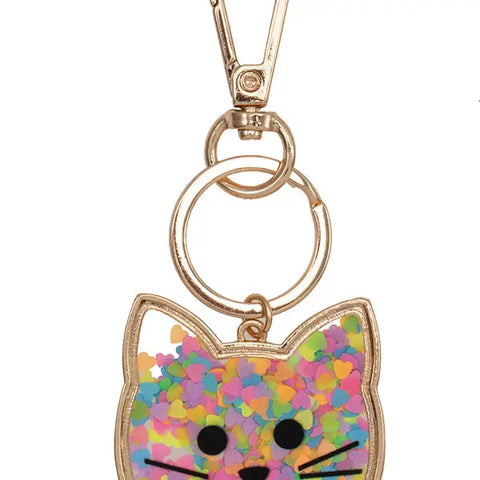 Cat Floating Heart Keychain