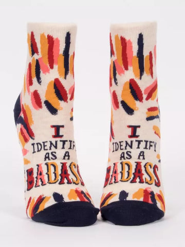 I IDENTIFY AS A BADASS W-ANKLE SOCKS