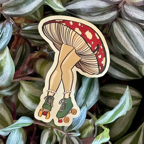 Red Mushroom Roller Skate Sticker