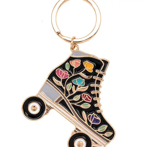 Roller Skate Floral Keychain