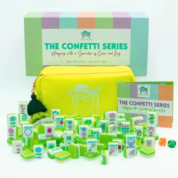 Crystal Confetti Lemon-Lime | Mahjong with A Sprinkle of Color and Joy | 1.25" X 0.9" X 0.7"